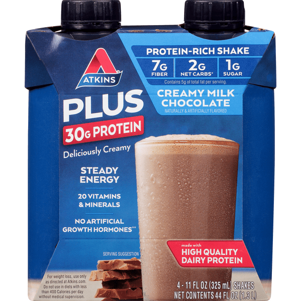 Atkins Plus Protein & Fiber Creamy Milk Chocolate Protein-Packed Shakes