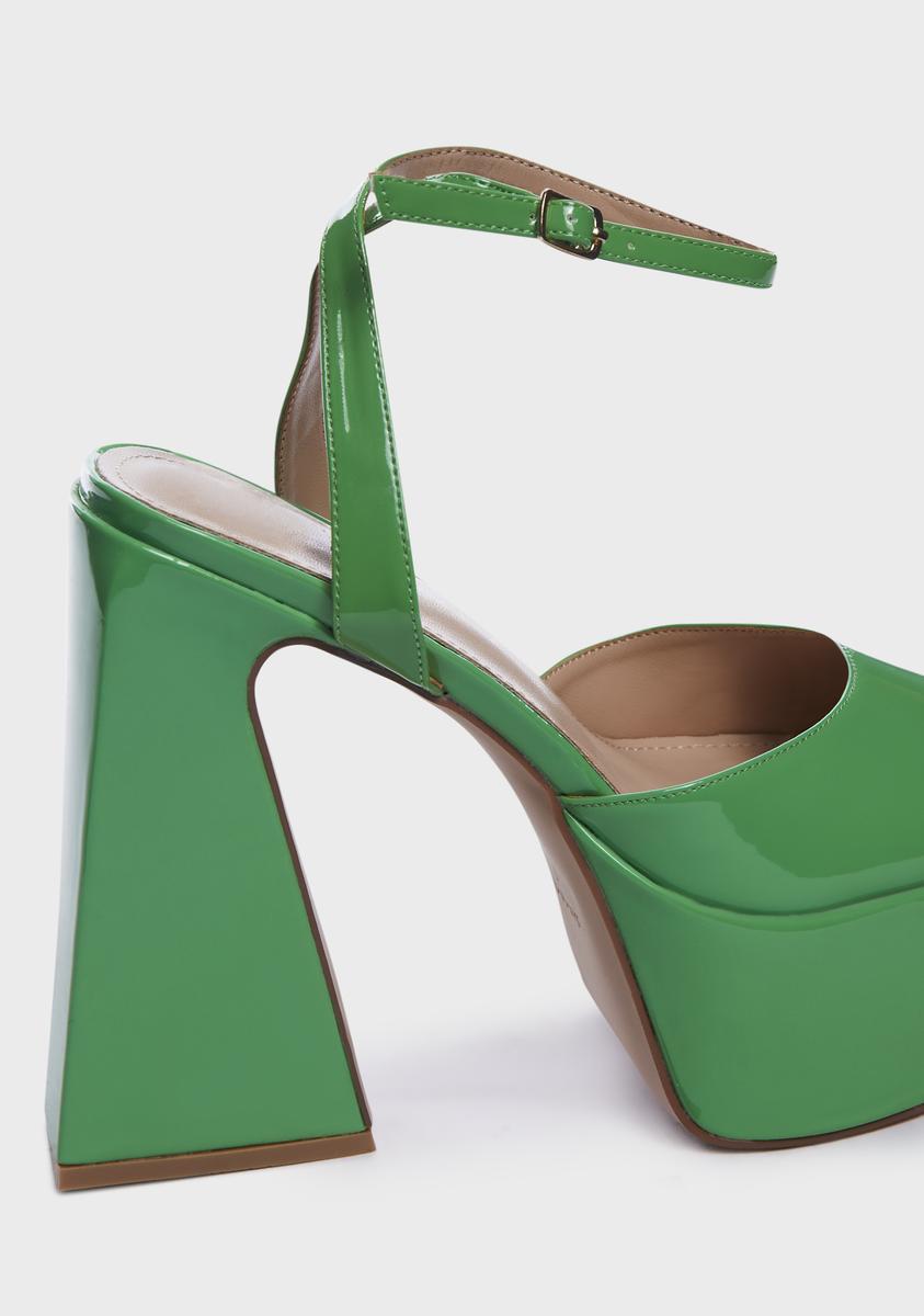 Dark Green Adley Platform Block Heels
