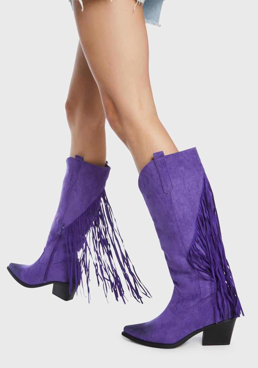 Swept Away Cowboy Boots - Purple