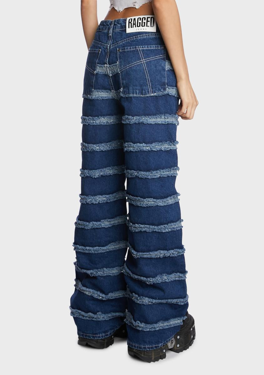 Blue Seamed Release Jeans