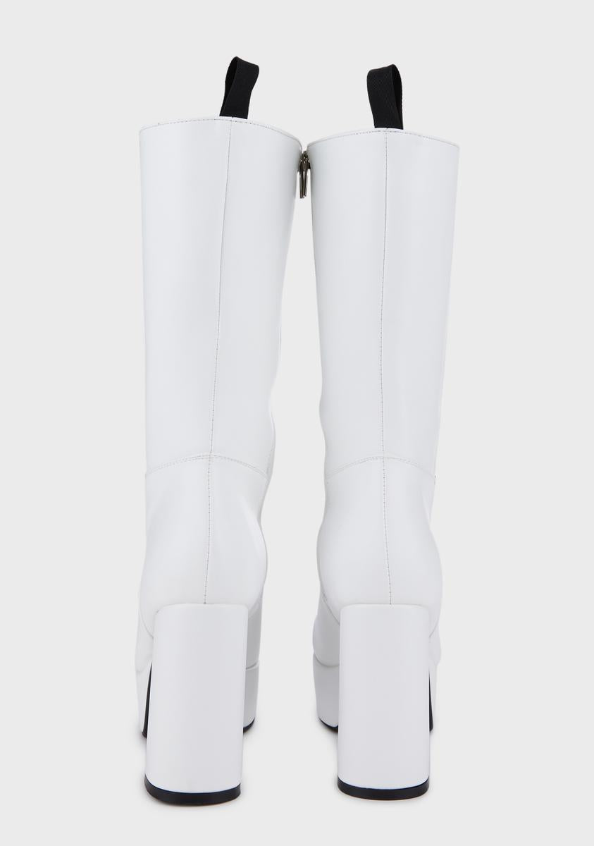 Wide Fit White Going Under Platform Boots