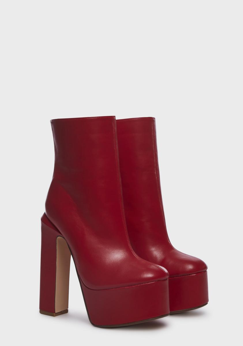 Red Litten Platform Boots