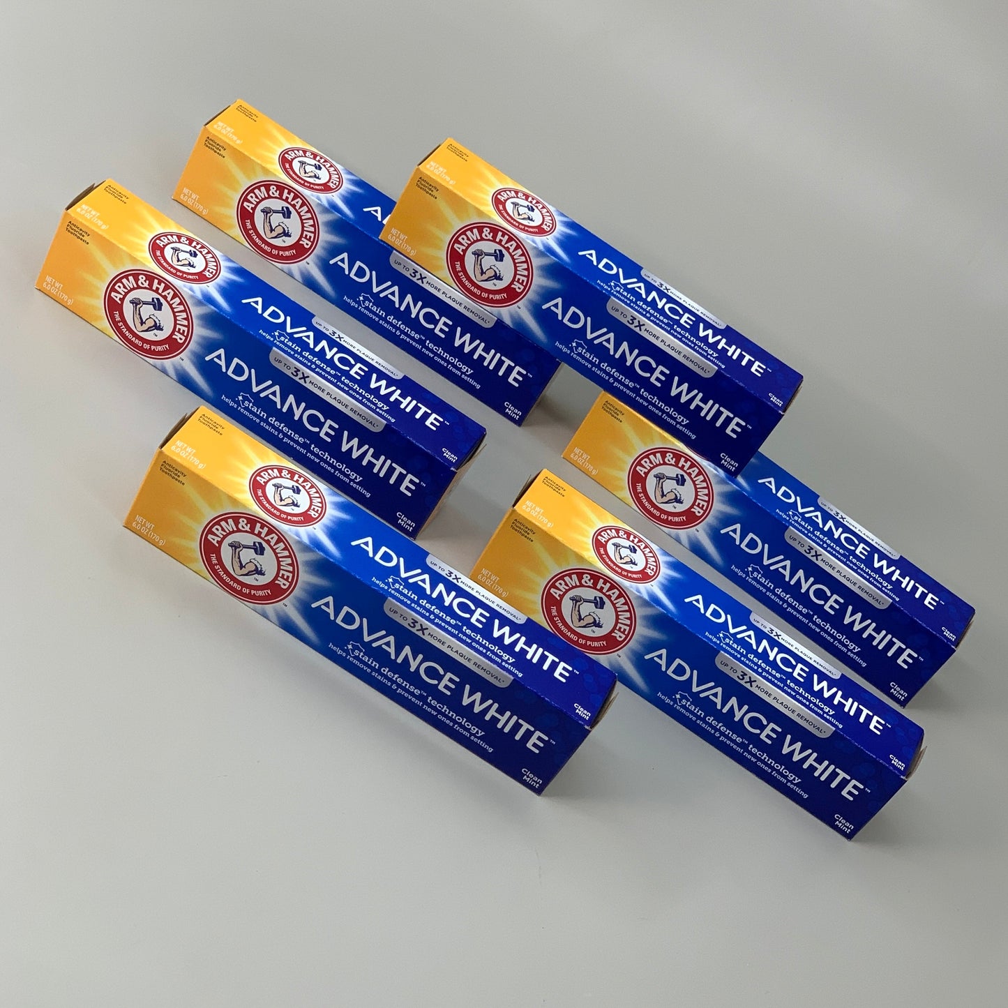 ARM & HAMMER 6 PACK! Advanced White Stain Defense Clean Mint Toothpaste 6 oz Exp 04/2025