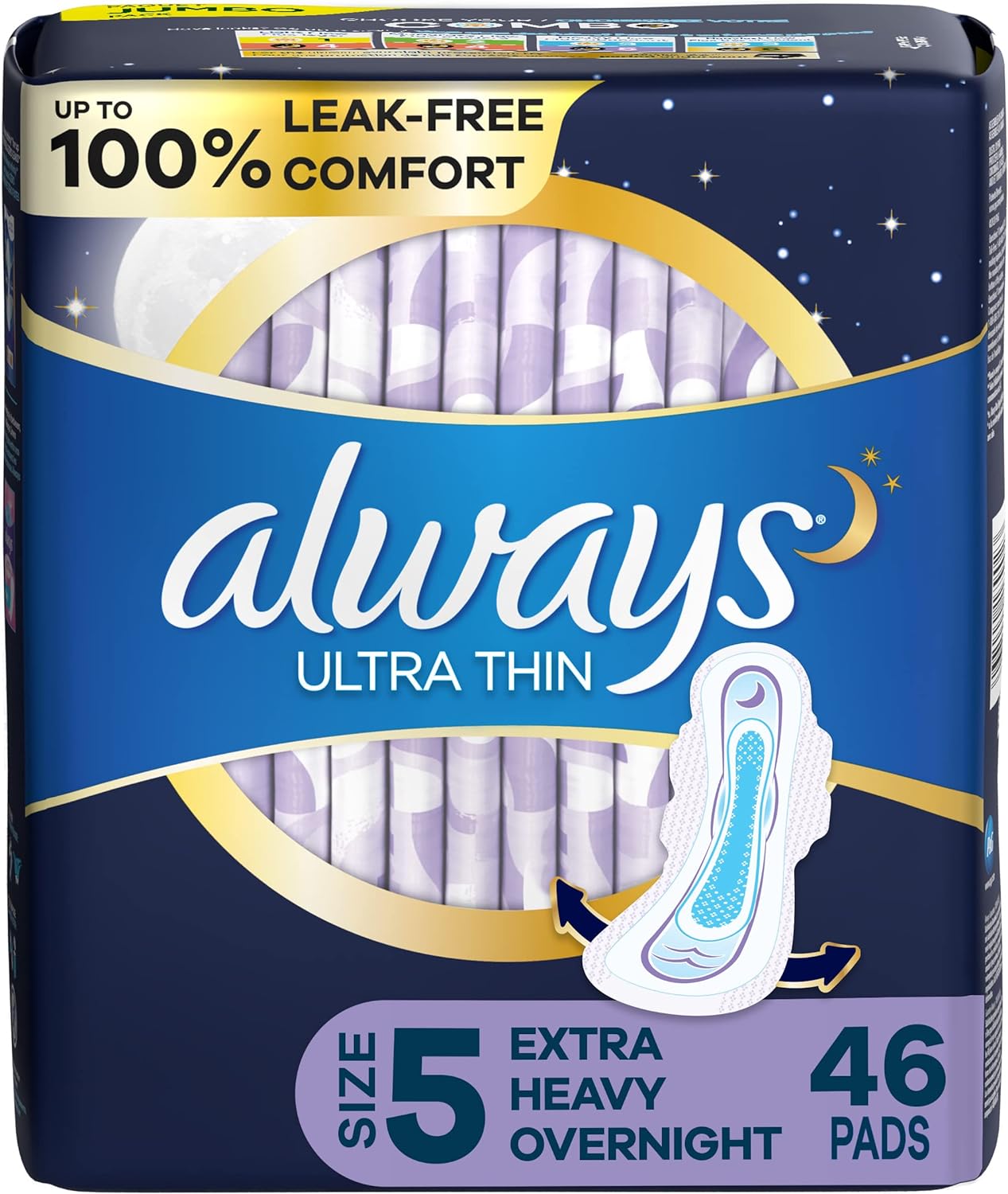 Always, Ultra Thin Pads For Women, Size 2, Long Super Absorbency With Wings, 58 Count