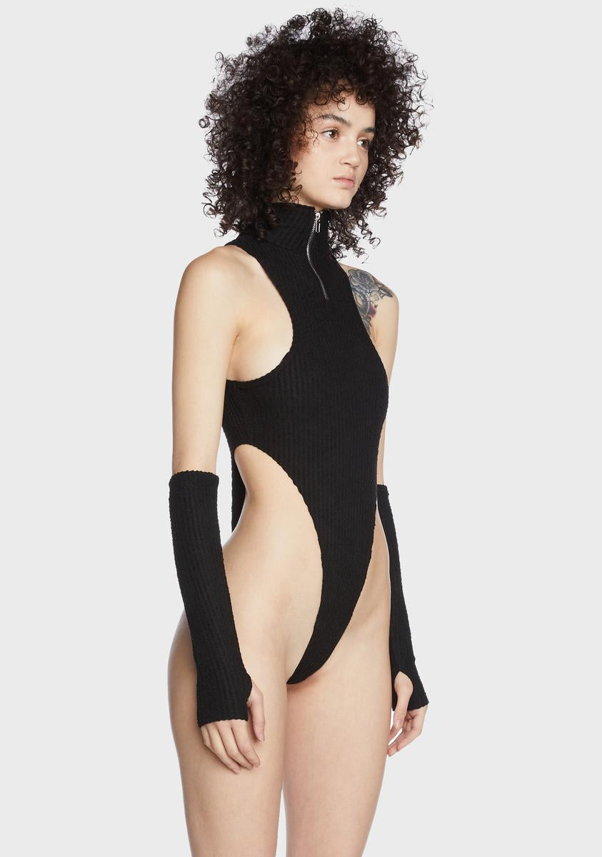 Topaz Knit Bodysuit And Gloves Set