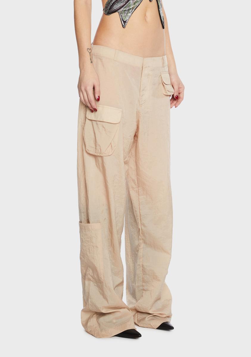 Beige Loose Pants With Pockets