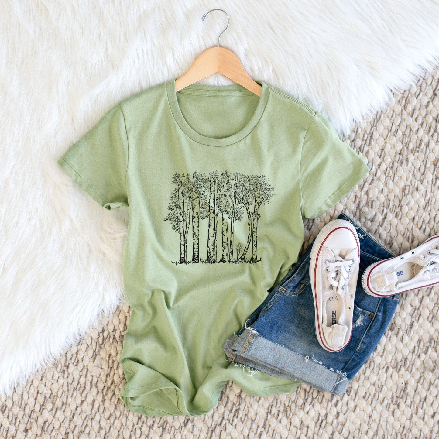 Quaking Aspens - Populus tremuloides - Women's Crewneck - Made in USA - 100% Organic Cotton