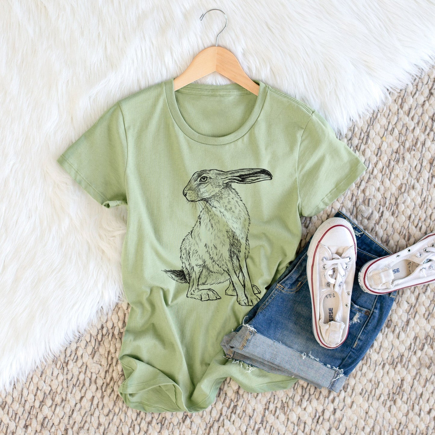 Black-tailed Jackrabbit - Lepus californicus - Women's Crewneck - Made in USA - 100% Organic Cotton