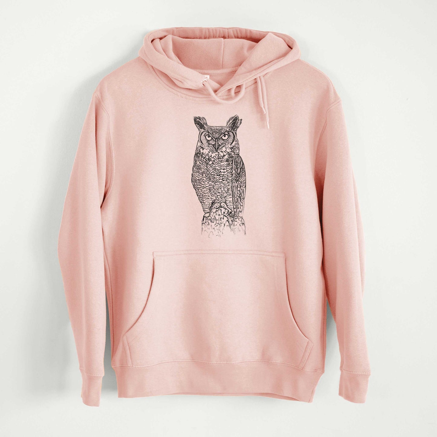 Bubo virginianus - Great Horned Owl - Mid-Weight Unisex Premium Blend Hoodie