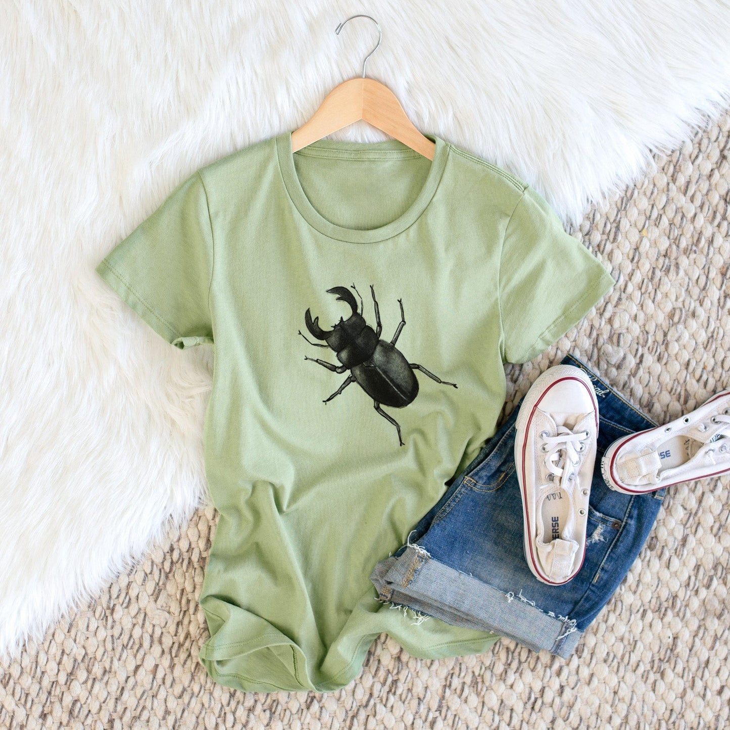 Dorcus titanus - Giant Stag Beetle - Women's Crewneck - Made in USA - 100% Organic Cotton
