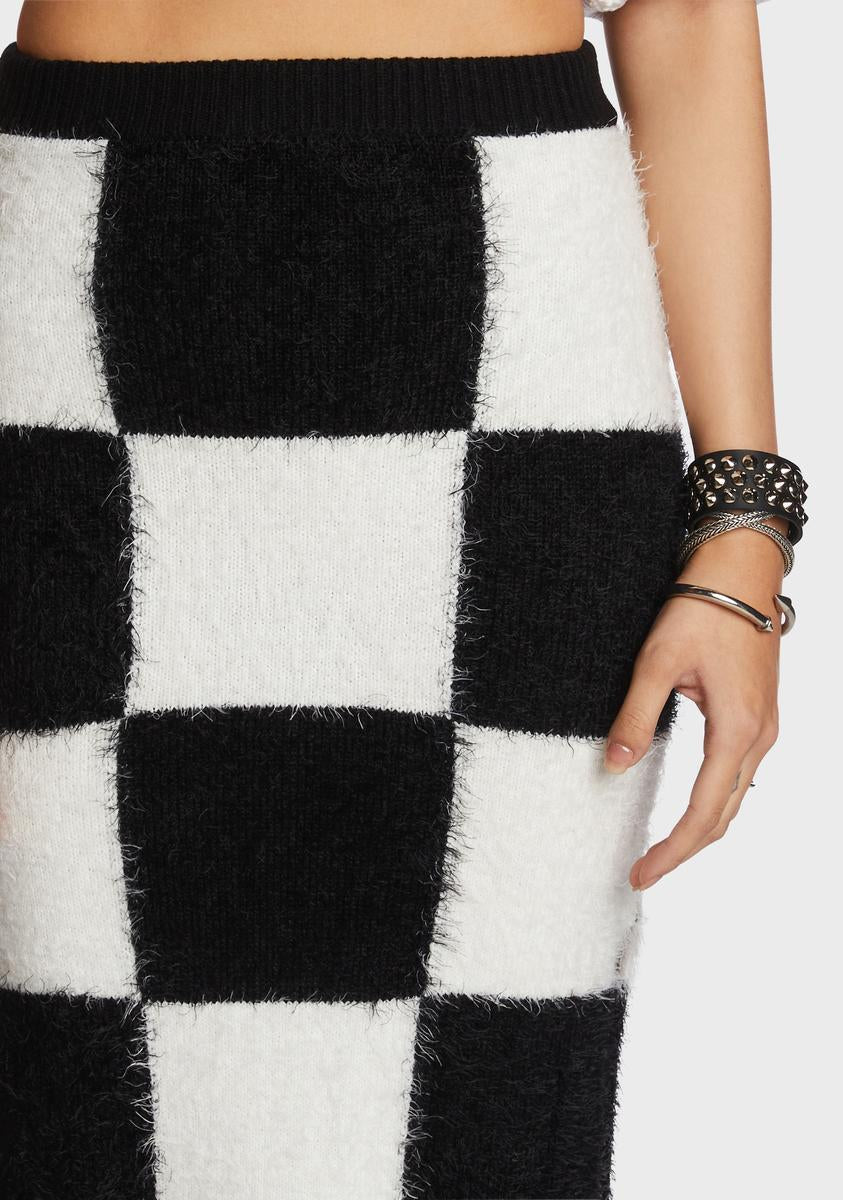 Proper Selfie Checkered Midi Skirt