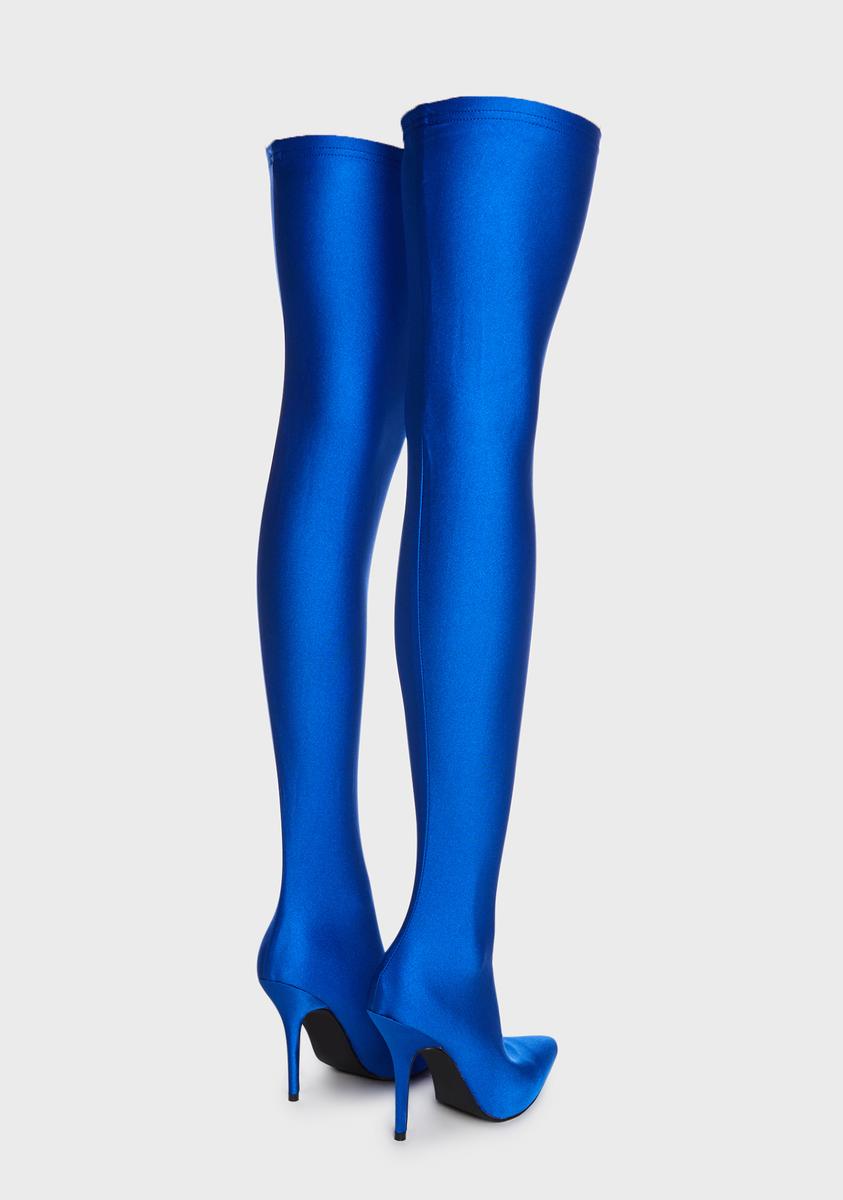 Blue Heartout Thigh High Boots