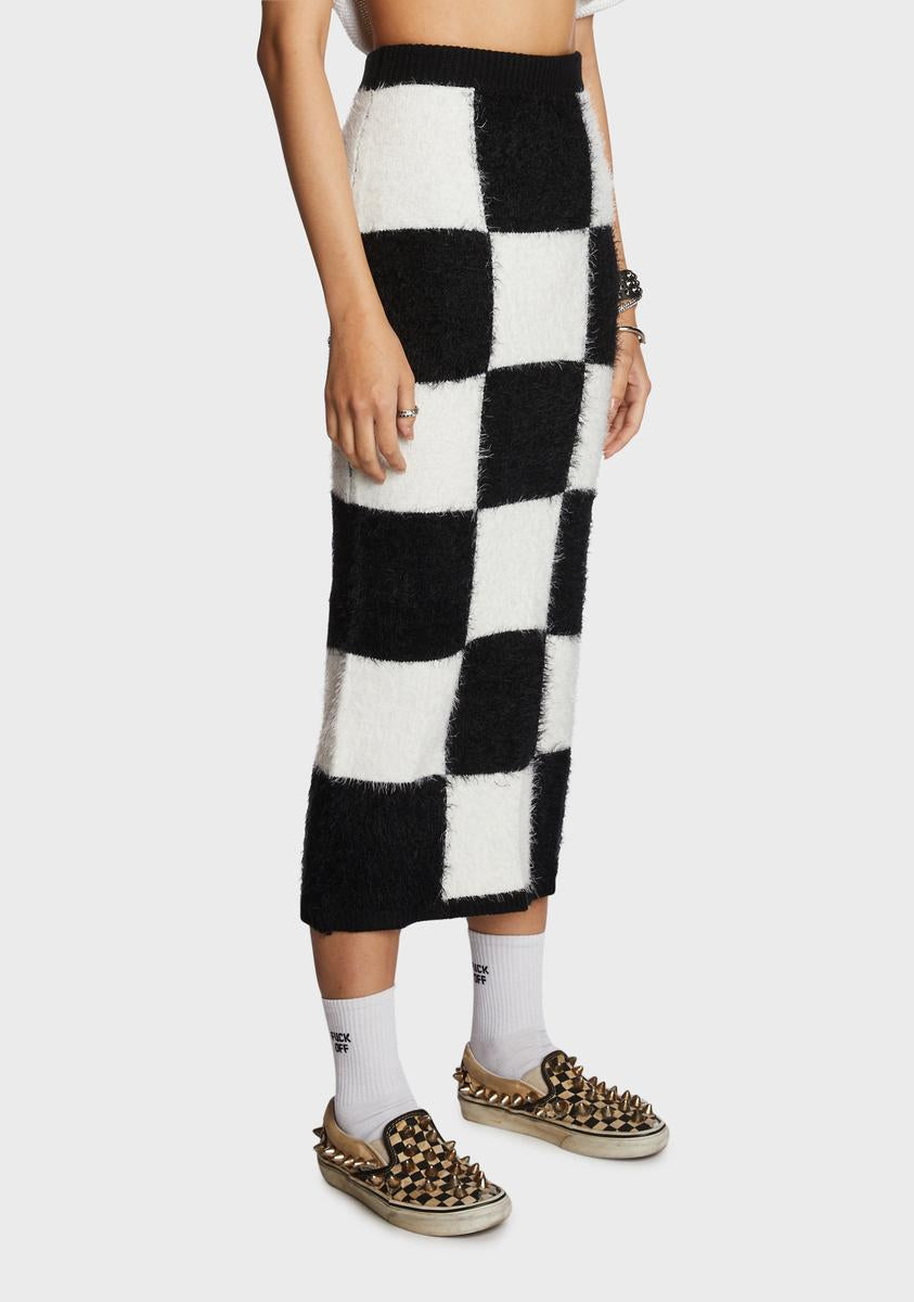 Proper Selfie Checkered Midi Skirt