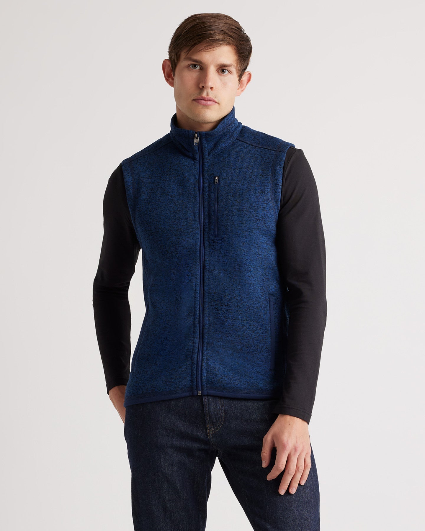 Sweater-Knit Fleece Full-Zip Vest