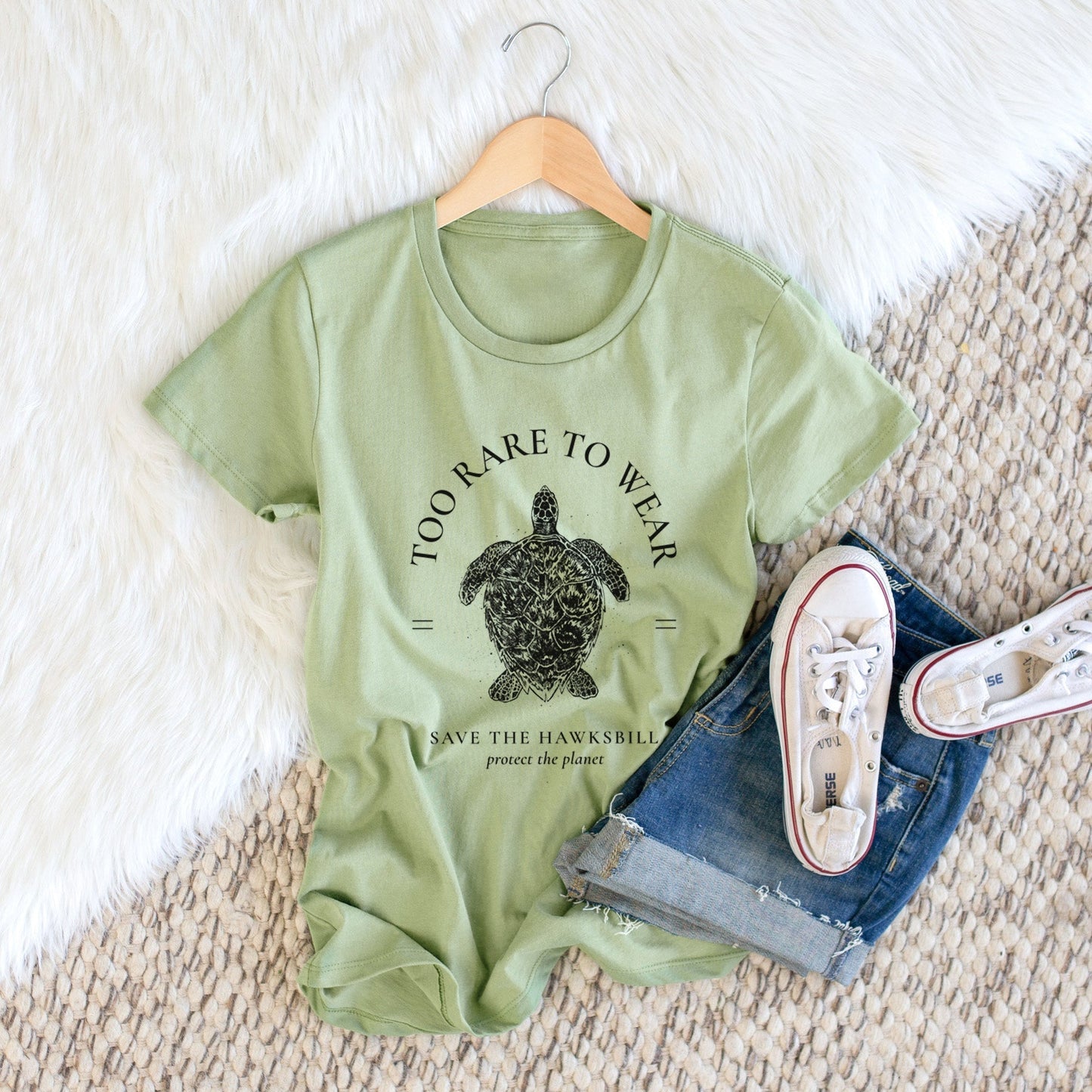 Too Rare to Wear - Save the Hawksbill - Women's Crewneck - Made in USA - 100% Organic Cotton
