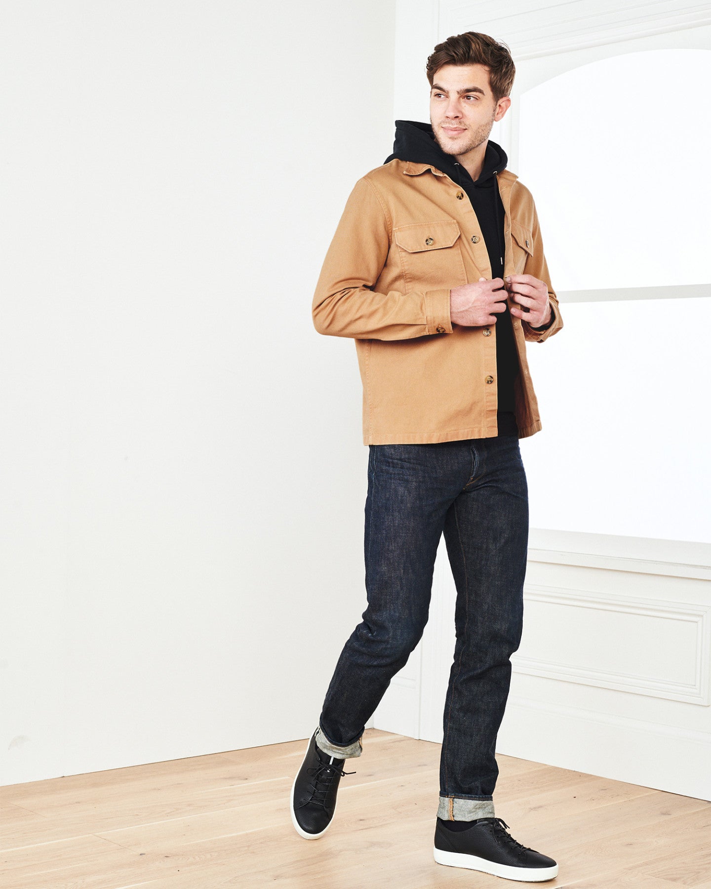 Double-Brushed Stretch Overshirt Jacket