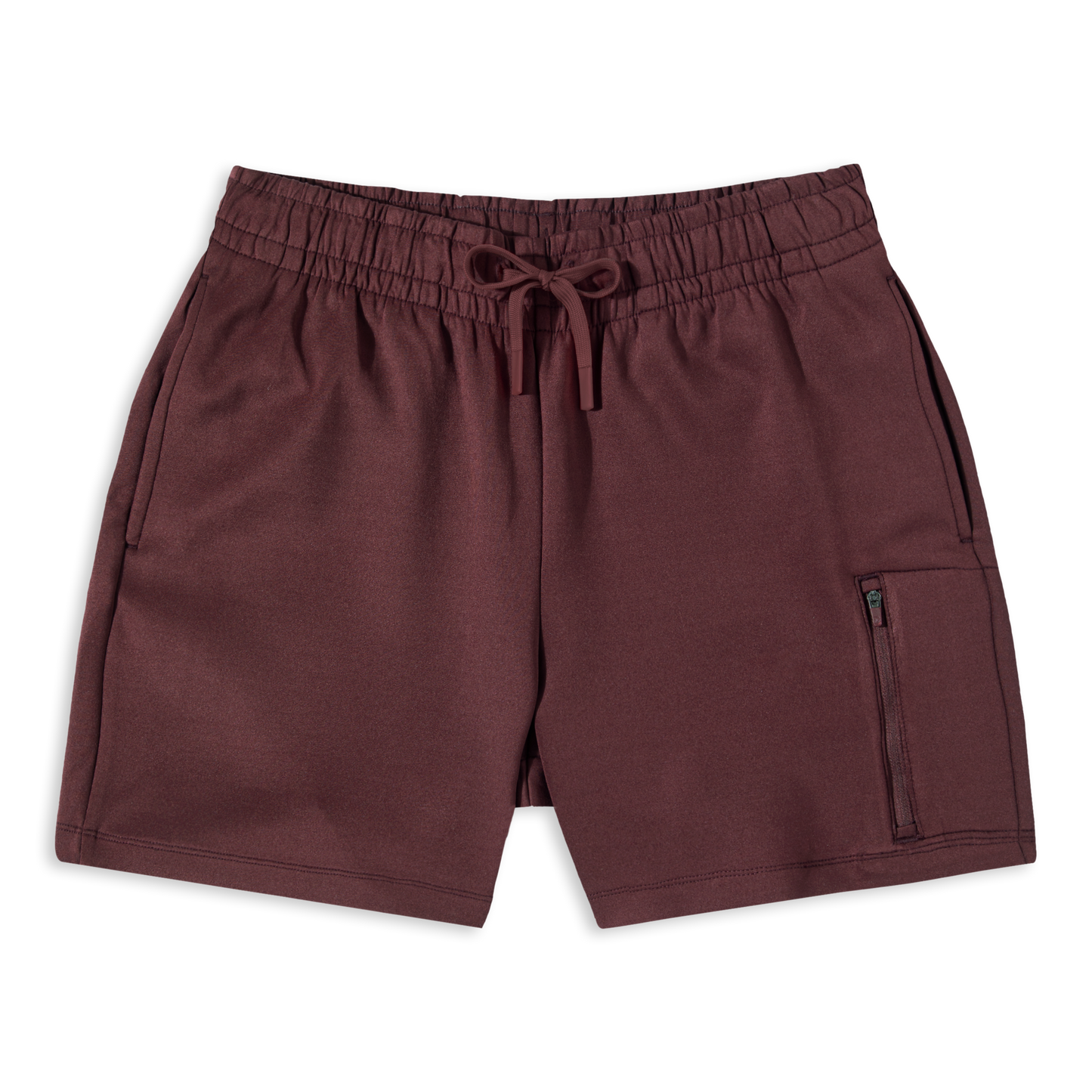 Scuba Short Maroon front with drawstring and thigh zipper pocket