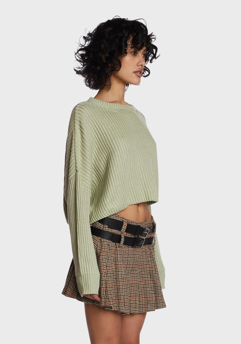 Sage Autumn Revival Cropped Sweater
