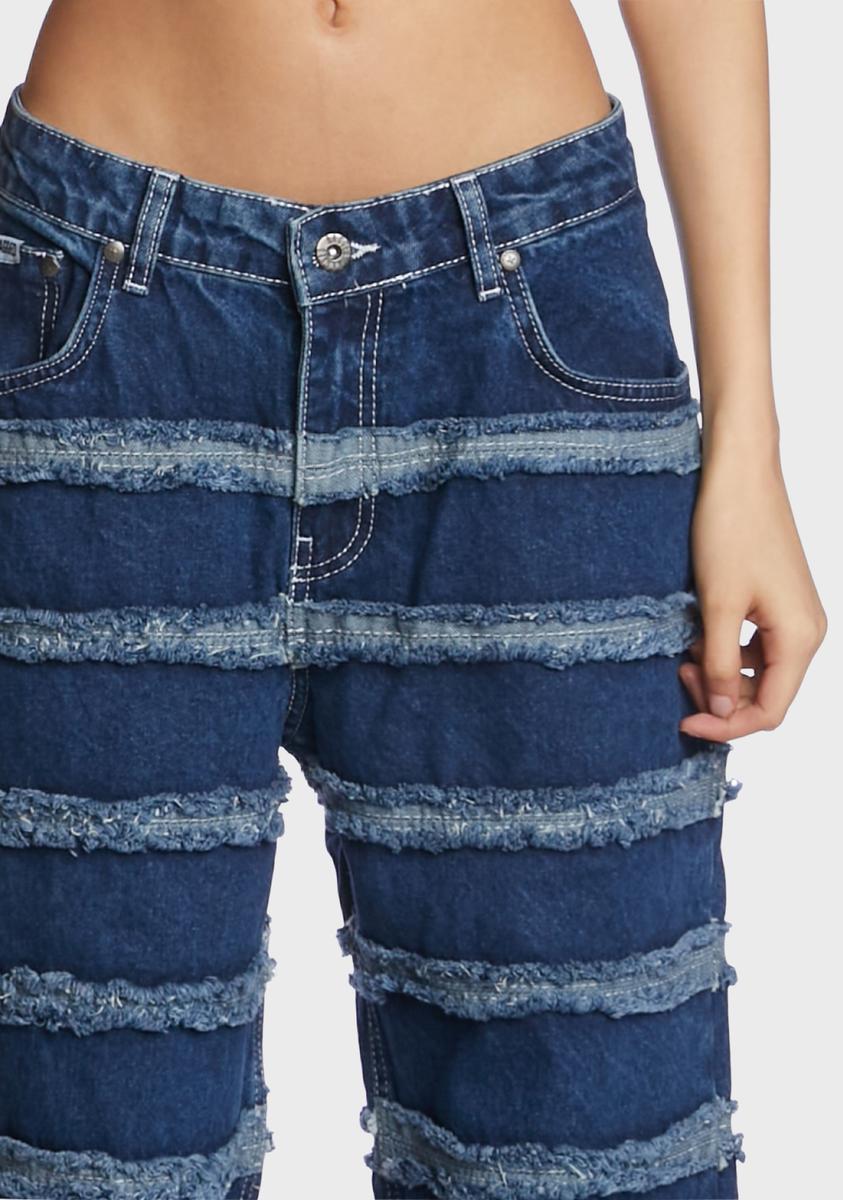 Blue Seamed Release Jeans