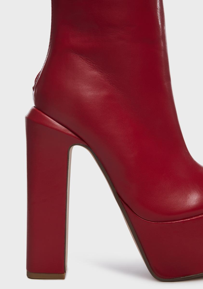 Red Litten Platform Boots