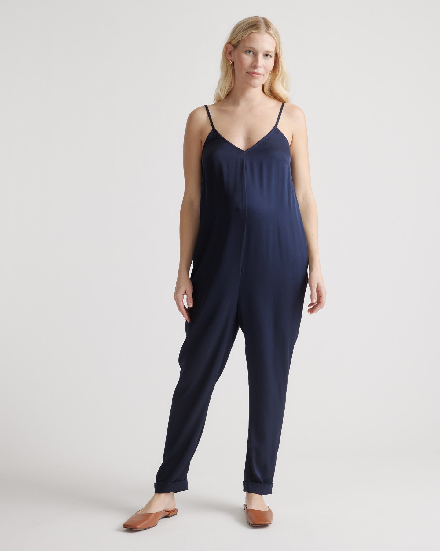 Washable Stretch Silk Maternity Jumpsuit