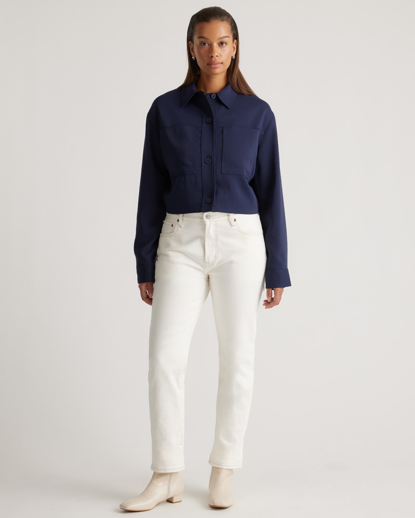 Stretch Crepe Cropped Jacket