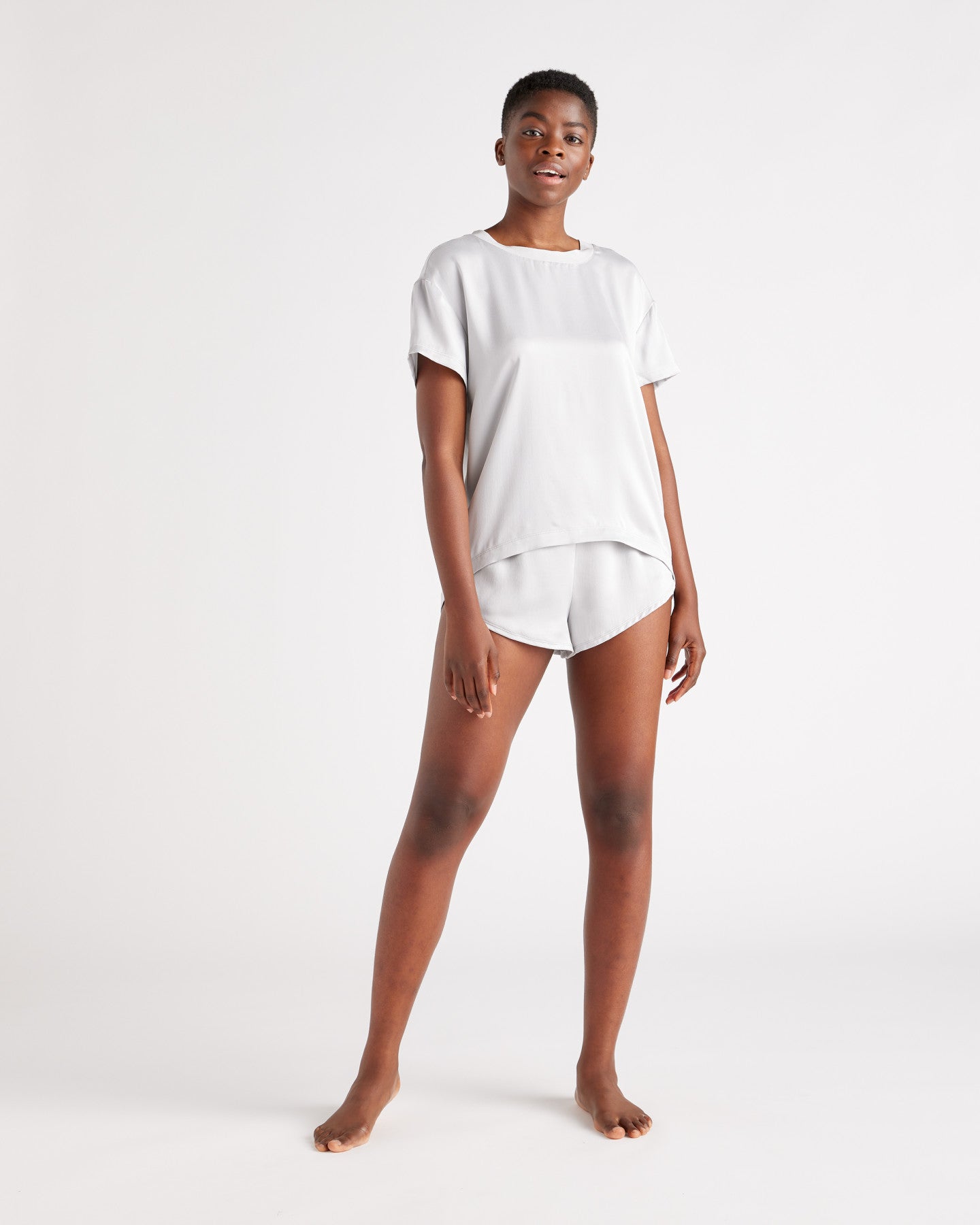 100% Washable Silk Tee & Shorts Pajama Set