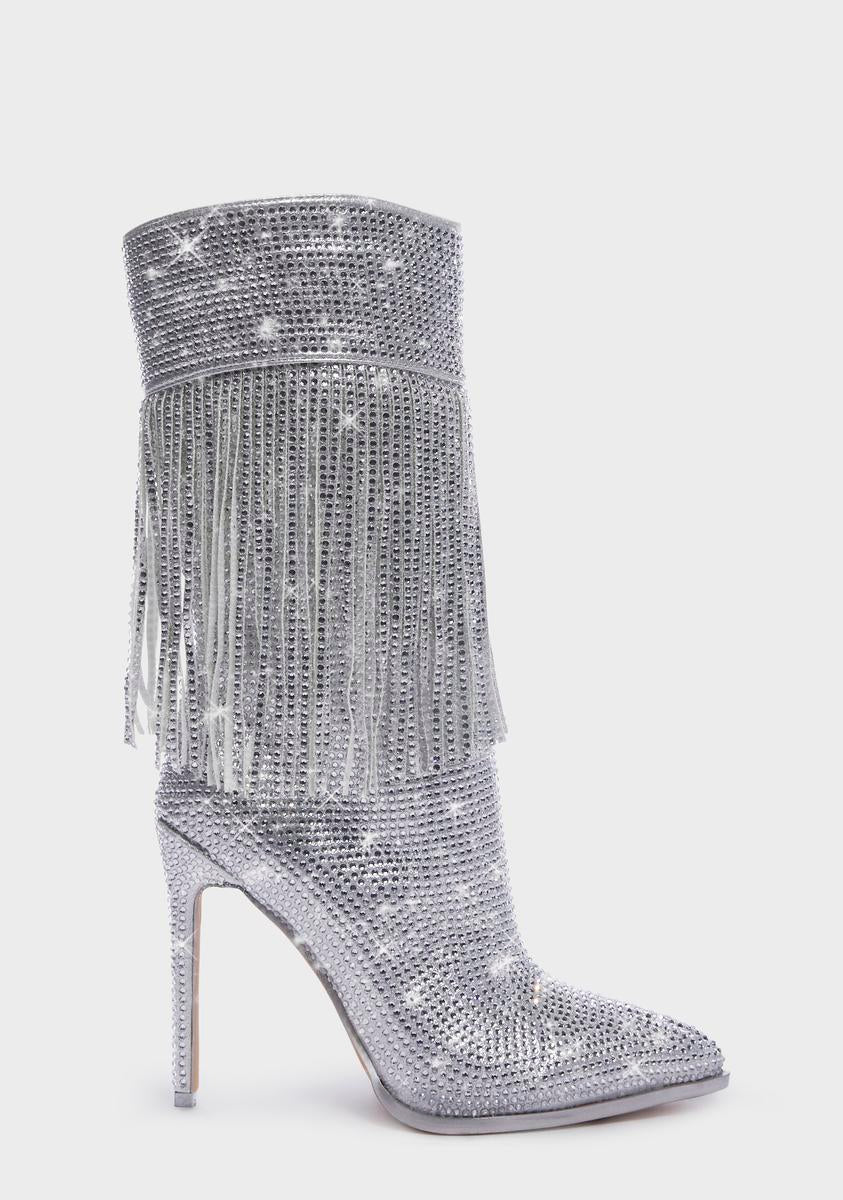 Almut Rhinestone Fringe Heeled Boots