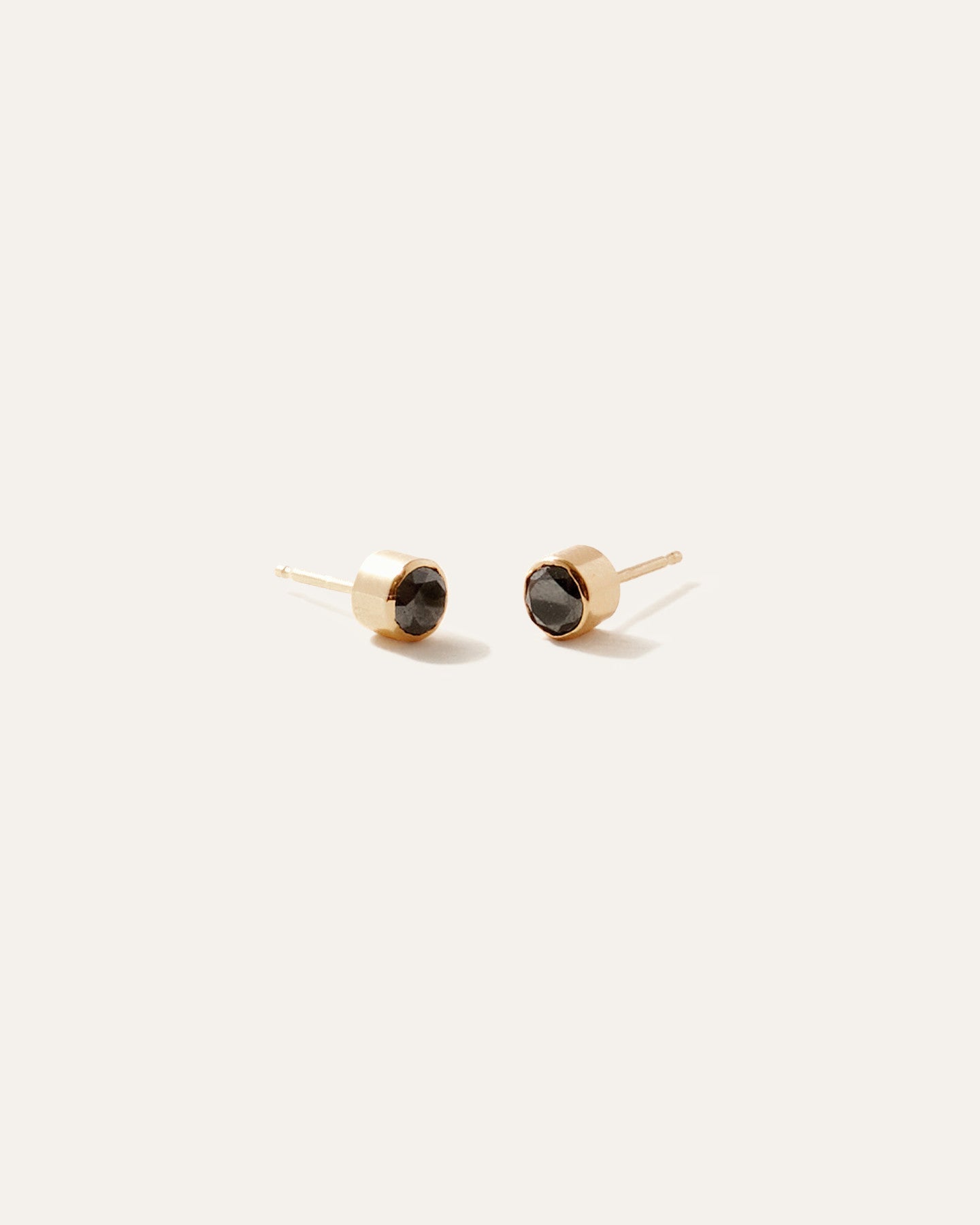 14K Gold Black Diamond Bezel Studs