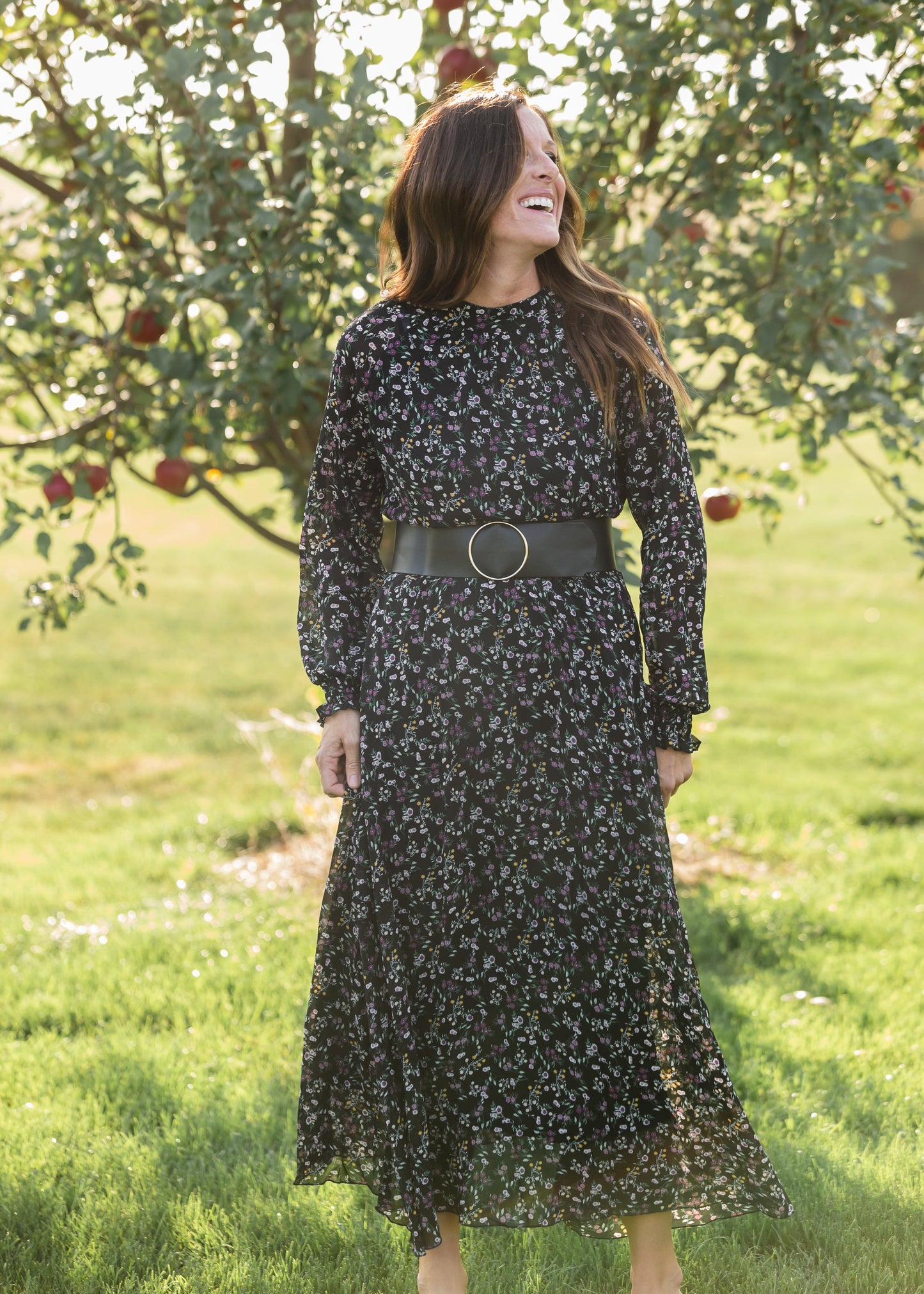 Black Floral Puff Sleeve Maxi Dress - FINAL SALE