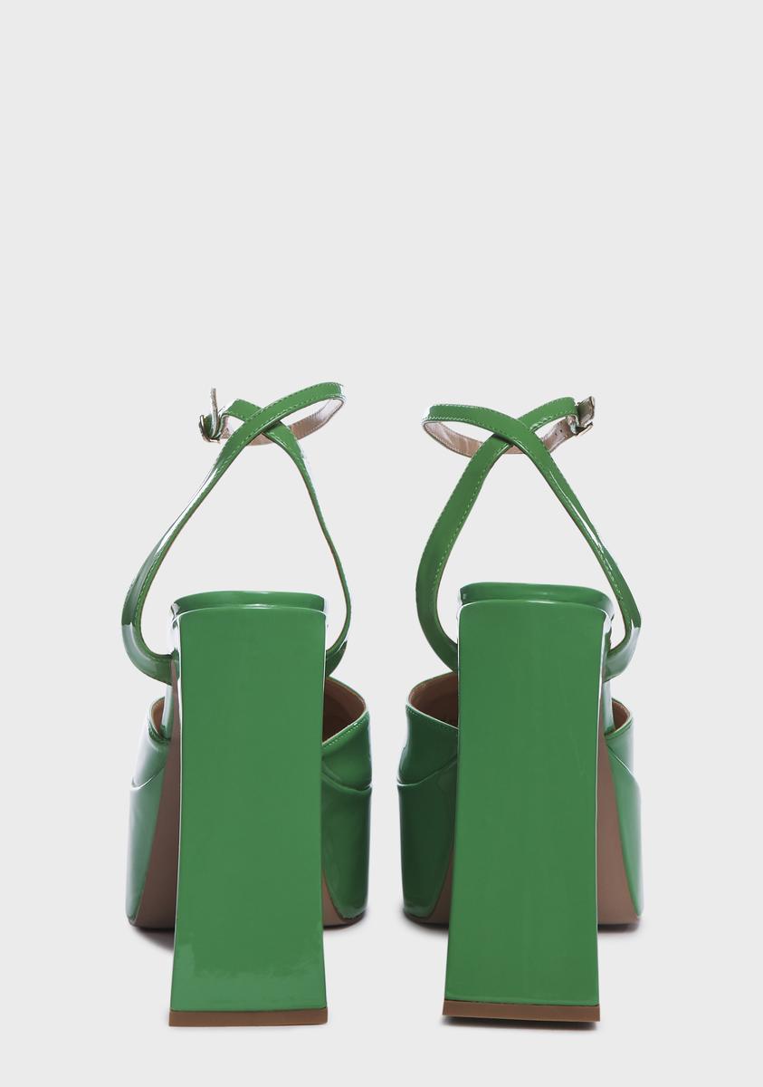 Dark Green Adley Platform Block Heels