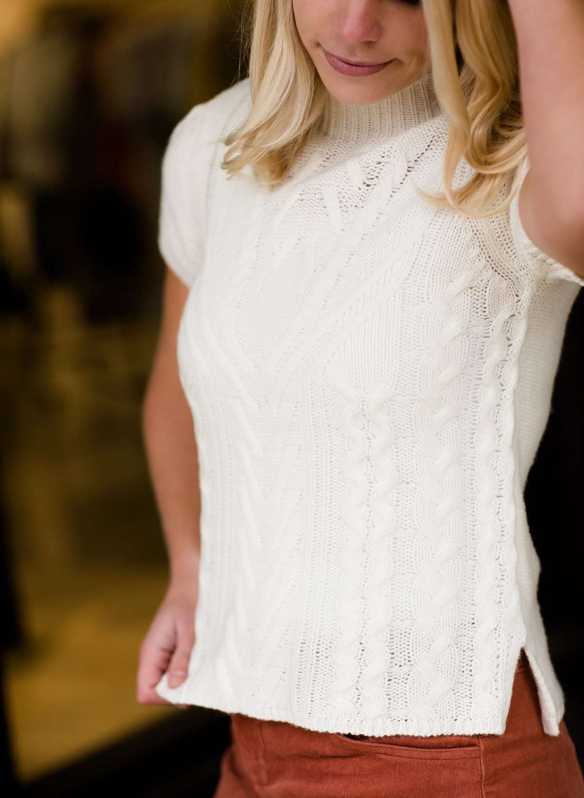 Cable Mock Neck Sweater