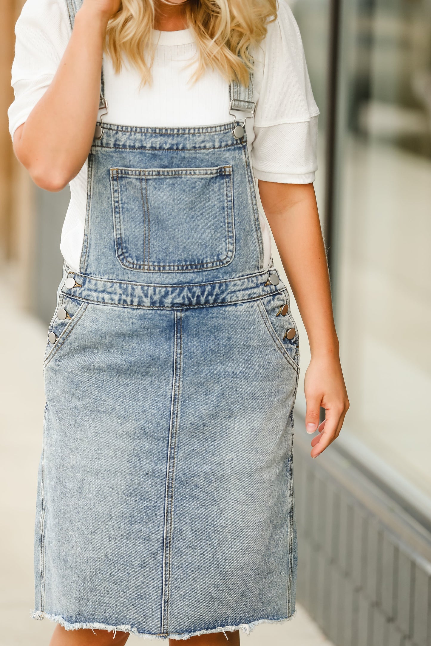 Denim Overall Light Wash Jumper Dress - FINAL SALE