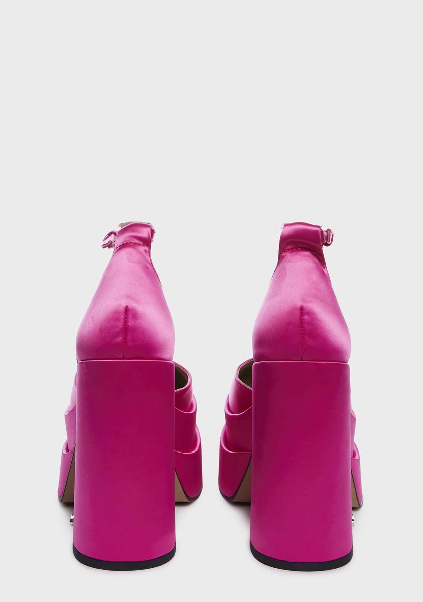 Charlie Satin Platform Heels - Pink