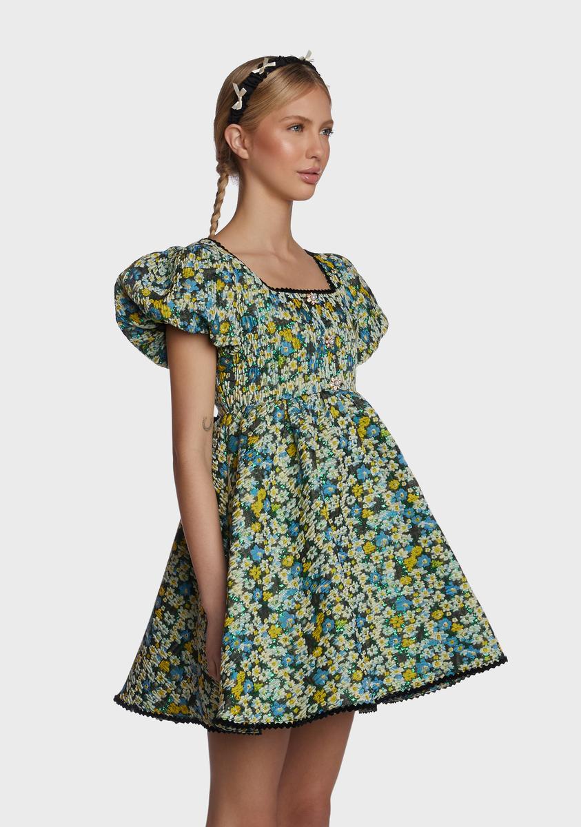 Bouquets Jacquard Mini Dress