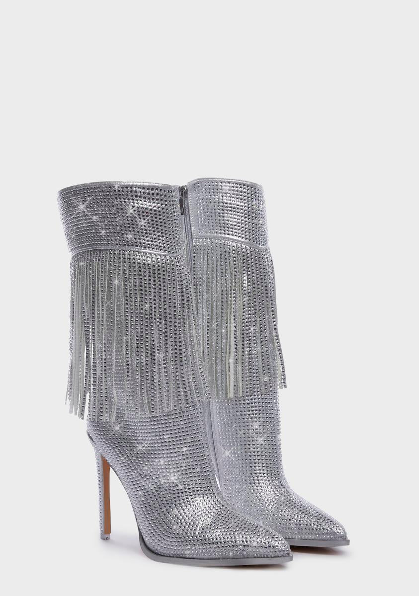 Almut Rhinestone Fringe Heeled Boots