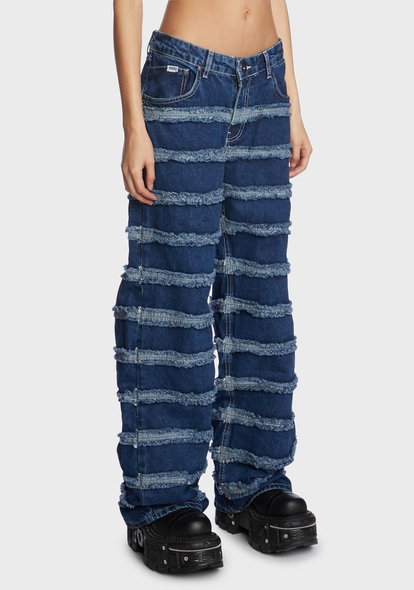 Blue Seamed Release Jeans