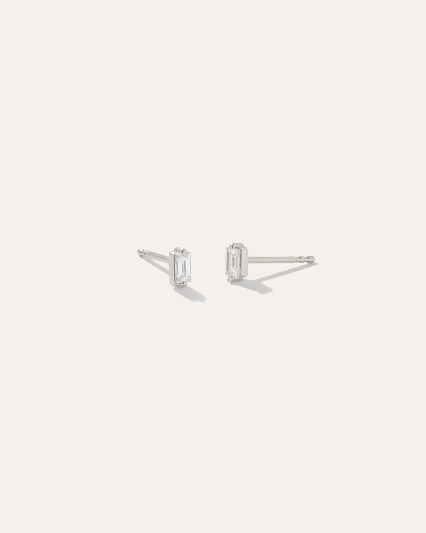 14K Gold Petite Baguette Diamond Studs
