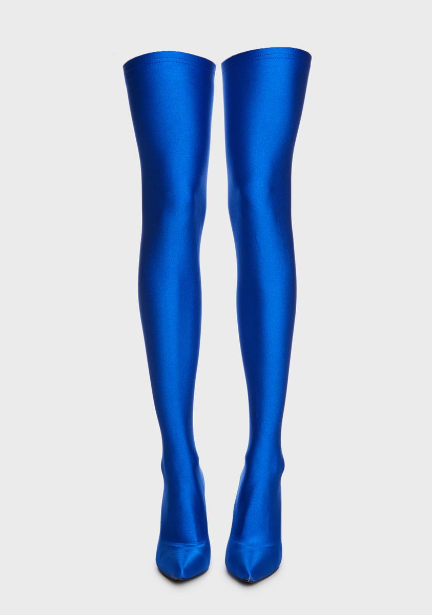 Blue Heartout Thigh High Boots