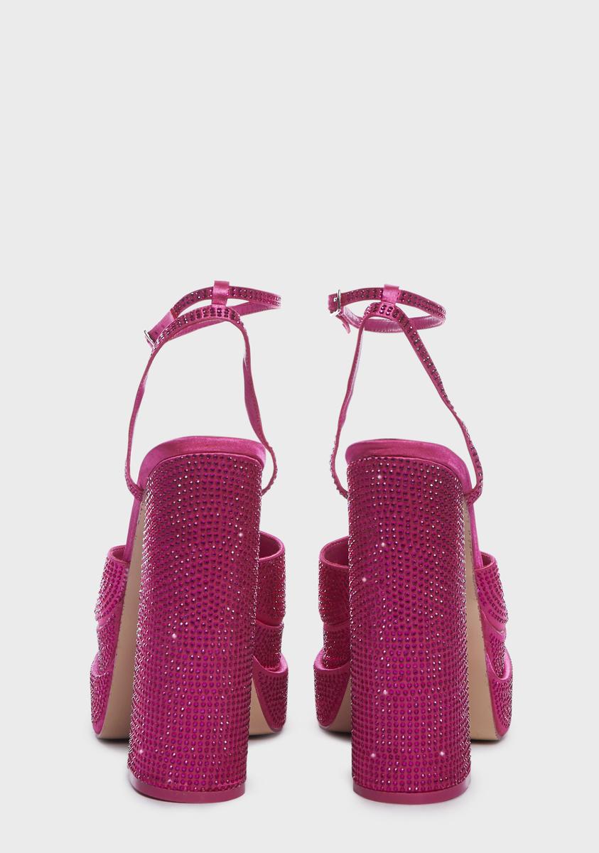 Wide Fit Pink Sparkly Moonchild Platform Heels