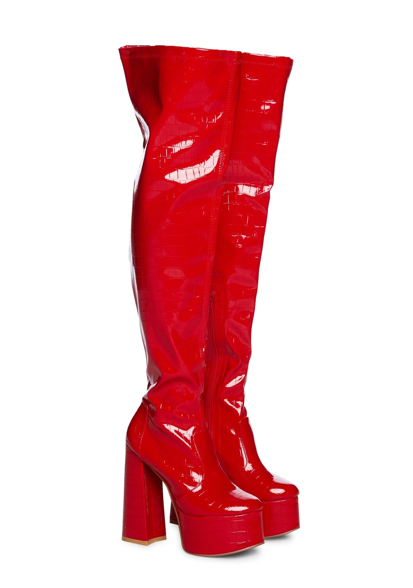Red Bodie Knee High Boots