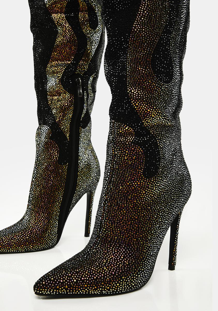 Bling Of Fire Stiletto Boots