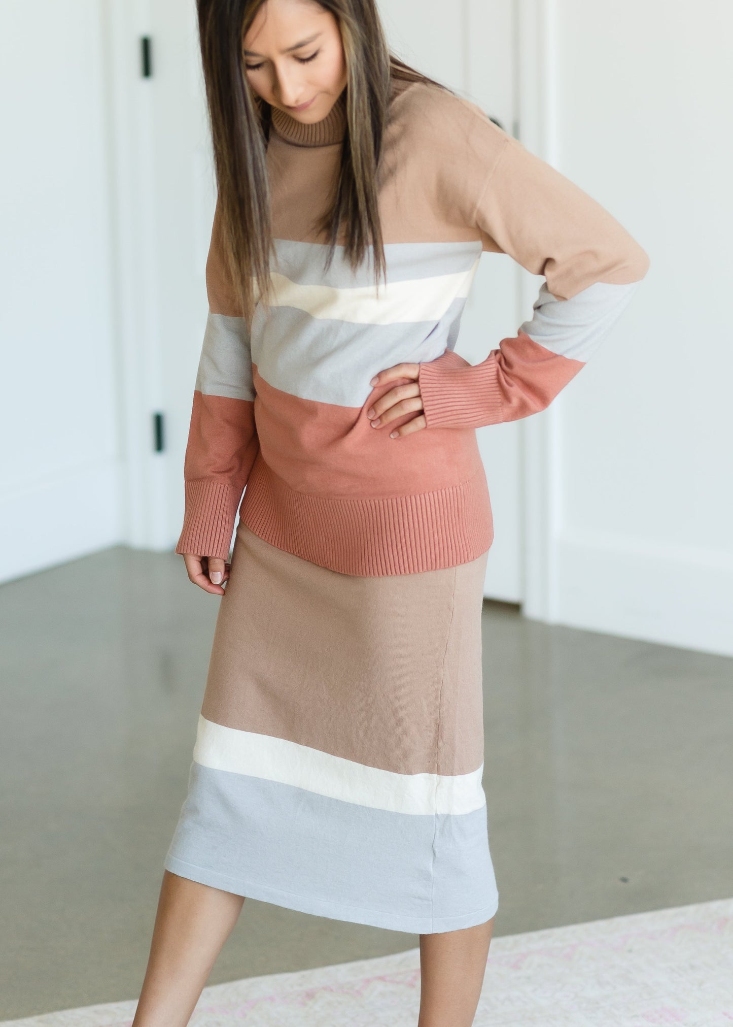 Taupe Stripe Miranda Sweater