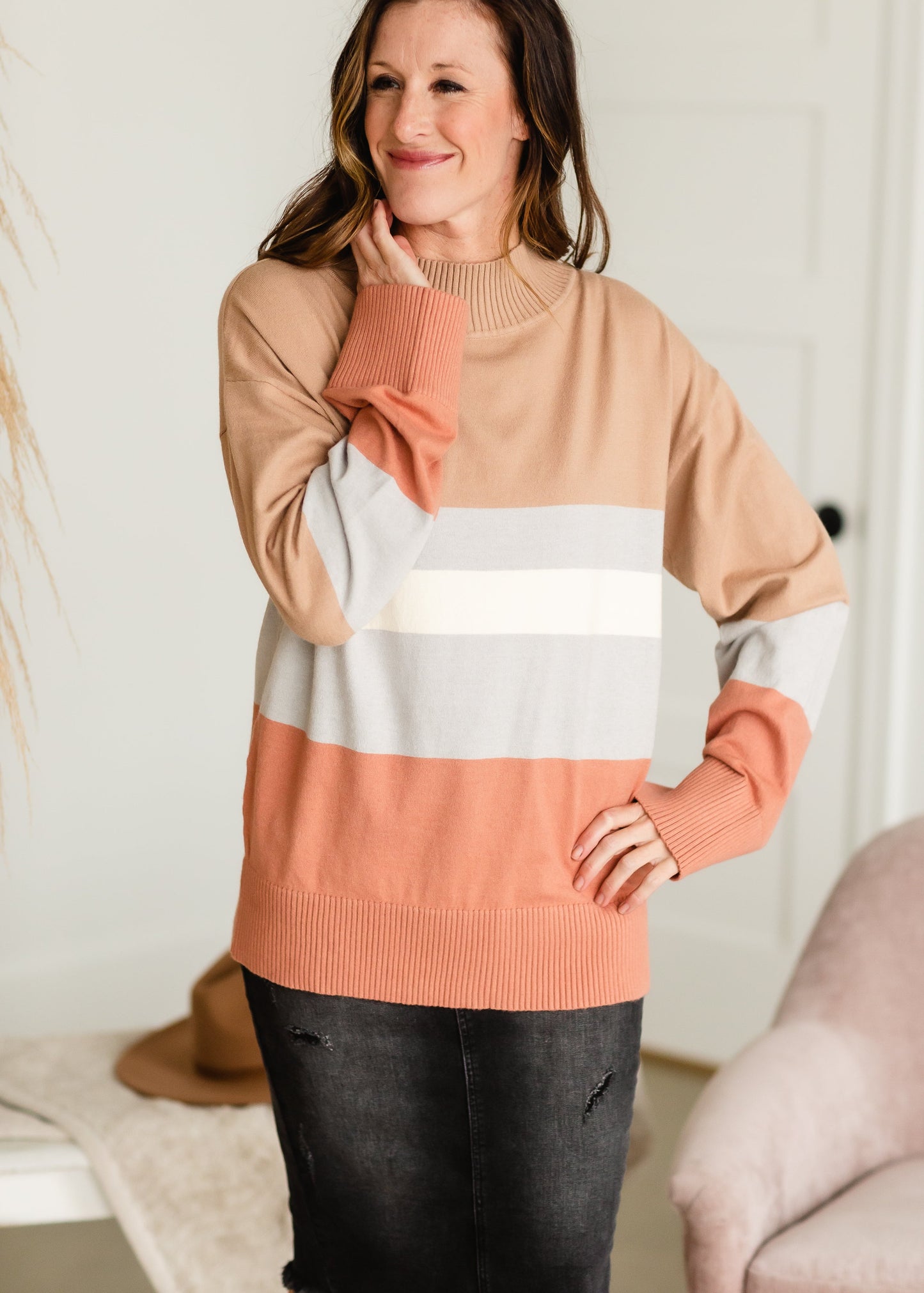 Taupe Stripe Miranda Sweater