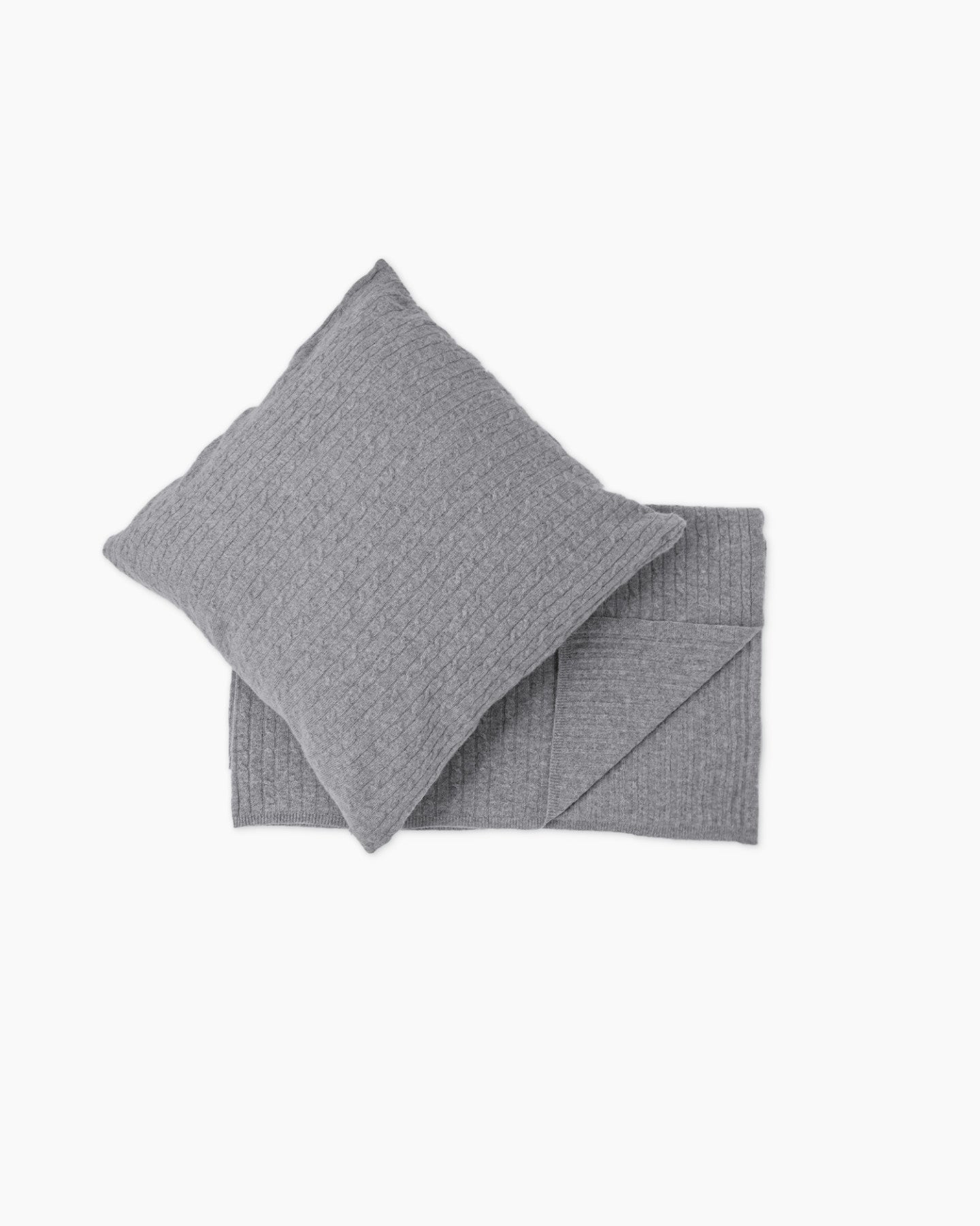 Cable Knit Cashmere Throw & Pillow Cover Set