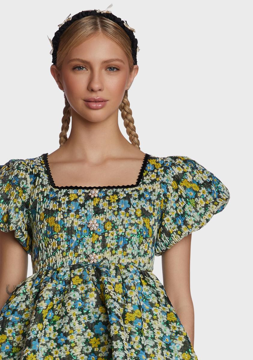 Bouquets Jacquard Mini Dress