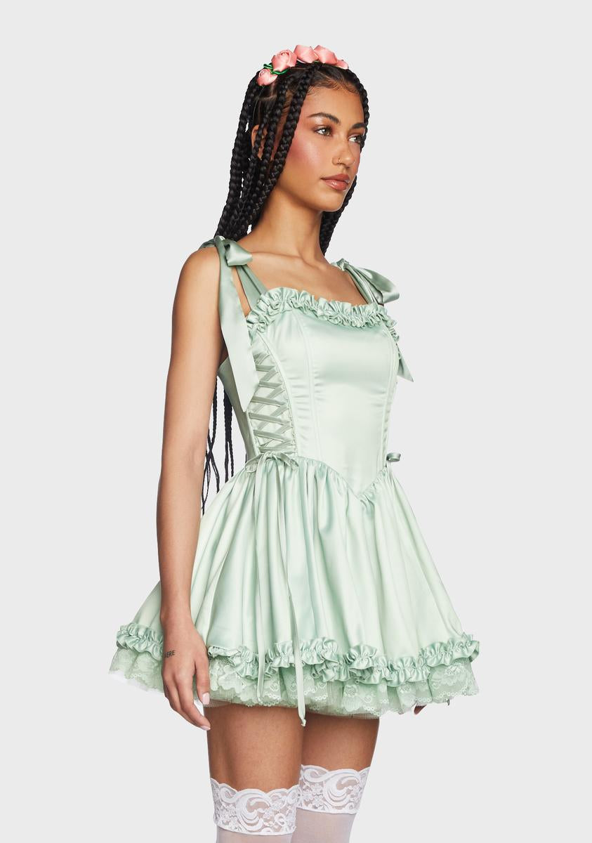 Takes The Cake Mini Dress - Light Green