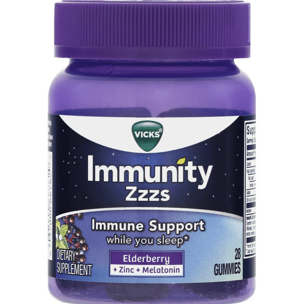 Vicks Immunity Zzzs Immune Support Gummies, Elderberry + Zinc+Melatonin