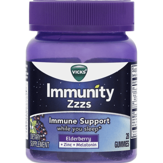 Vicks Immunity Zzzs Immune Support Gummies, Elderberry + Zinc+Melatonin