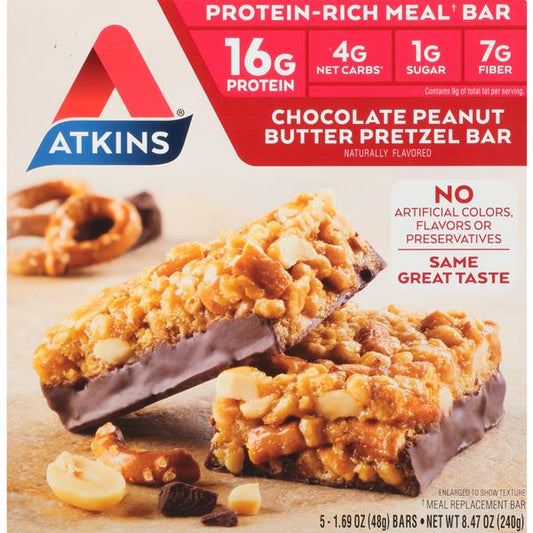 Atkins Chocolate Peanut Butter Pretzel Meal Bars
